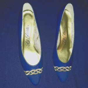 Life Stride Heels Blue with gold design Size 8